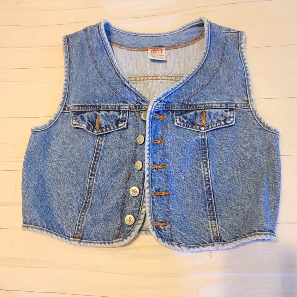 Vintage denim crop vest